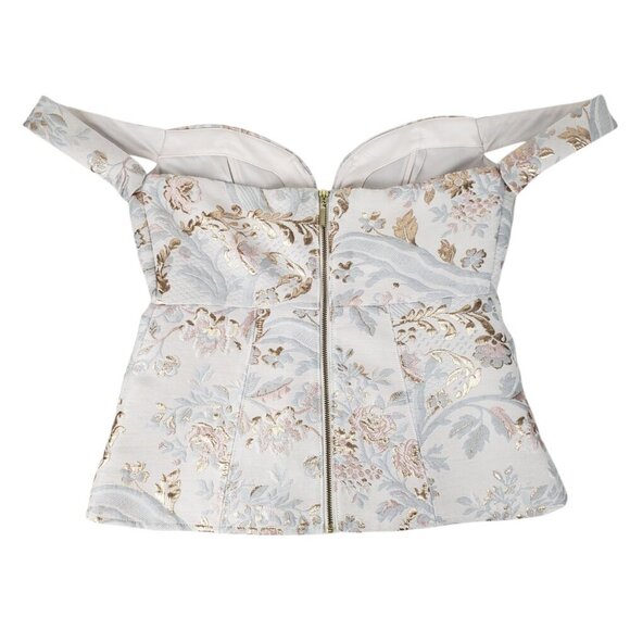 Express Off Shoulder Corset Top NWT Brocade Bustier Sz 4 Party Occasion - Picture 2 of 7